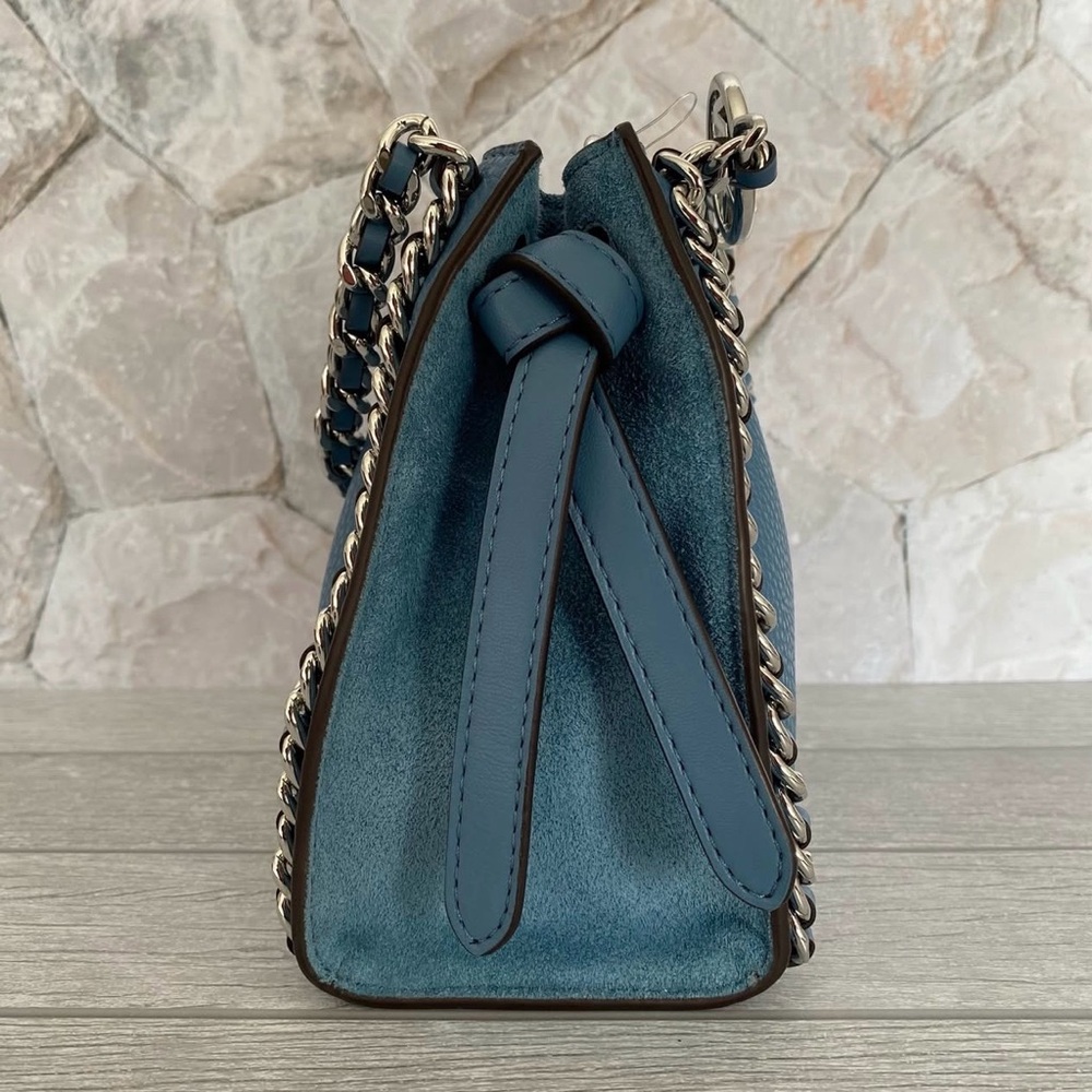 Michael Kors Mina Small Blue Crossbody Bag with Chain Detail - Picture 4 of 8